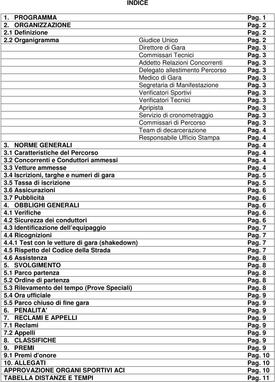 3 Servizio di cronometraggio Pag. 3 Commissari di Percorso Pag. 3 Team di decarcerazione Pag. 4 Responsabile Ufficio Stampa Pag. 4 3. NORME GENERALI Pag. 4 3.1 Caratteristiche del Percorso Pag. 4 3.2 Concorrenti e Conduttori ammessi Pag.