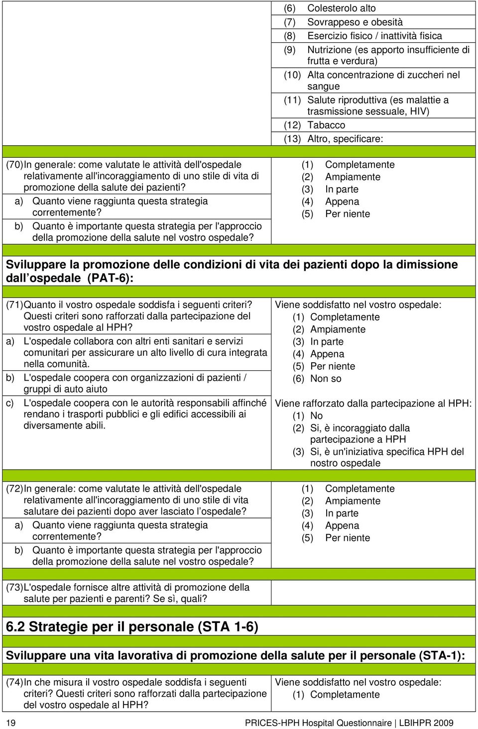 di uno stile di vita di promozione della salute dei pazienti?