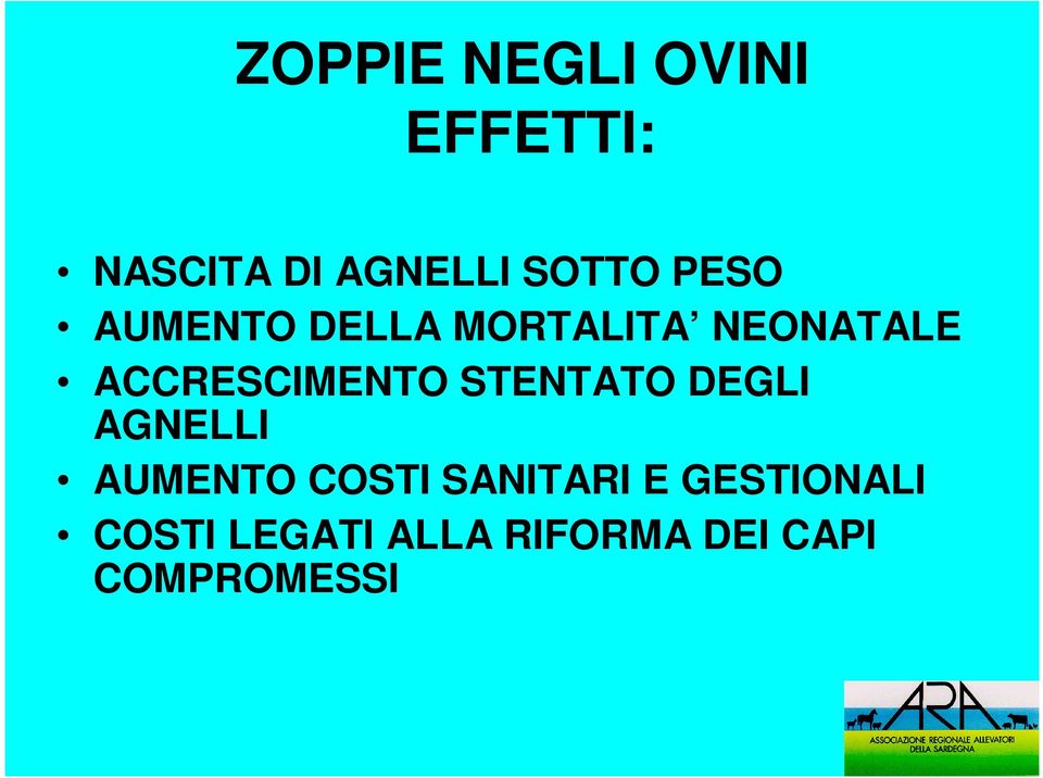 STENTATO DEGLI AGNELLI AUMENTO COSTI SANITARI E