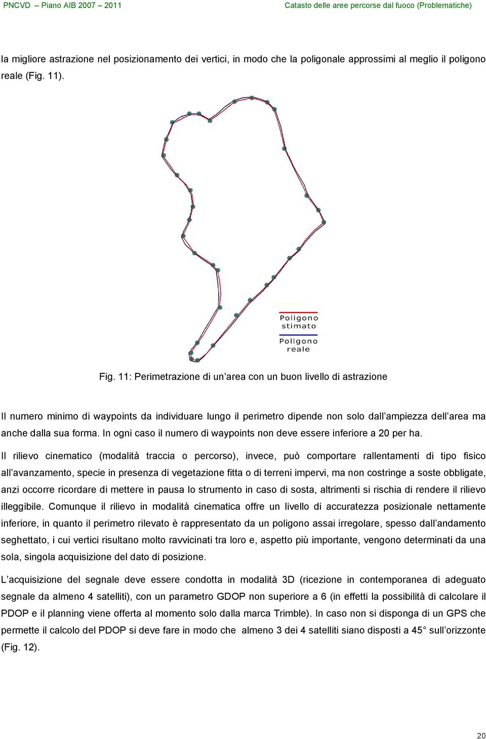 In ogni caso il numero di waypoints non deve essere inferiore a 20 per ha.