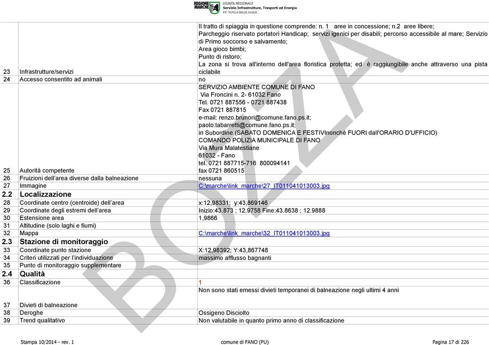 zona si trova all'interno dell'area floristica protetta; ed è raggiungibile anche attraverso una pista ciclabile 24 Accesso consentito ad animali no 25 Autorità competente SERVIZIO AMBIENTE COMUNE DI
