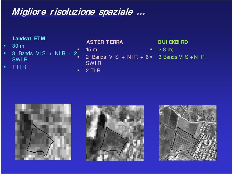 8 m; 3 Bands VIS + NIR + 2 SWIR 2 Bands