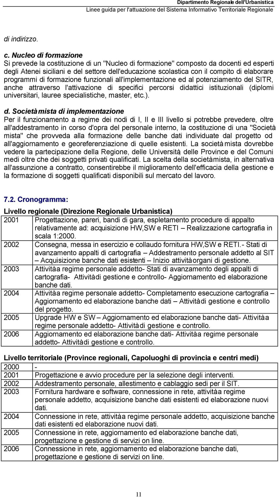 programmi di formazione funzionali all'implementazione ed al potenziamento del SITR, anche attraverso l'attivazione di specifici percorsi didattici istituzionali (diplomi universitari, lauree