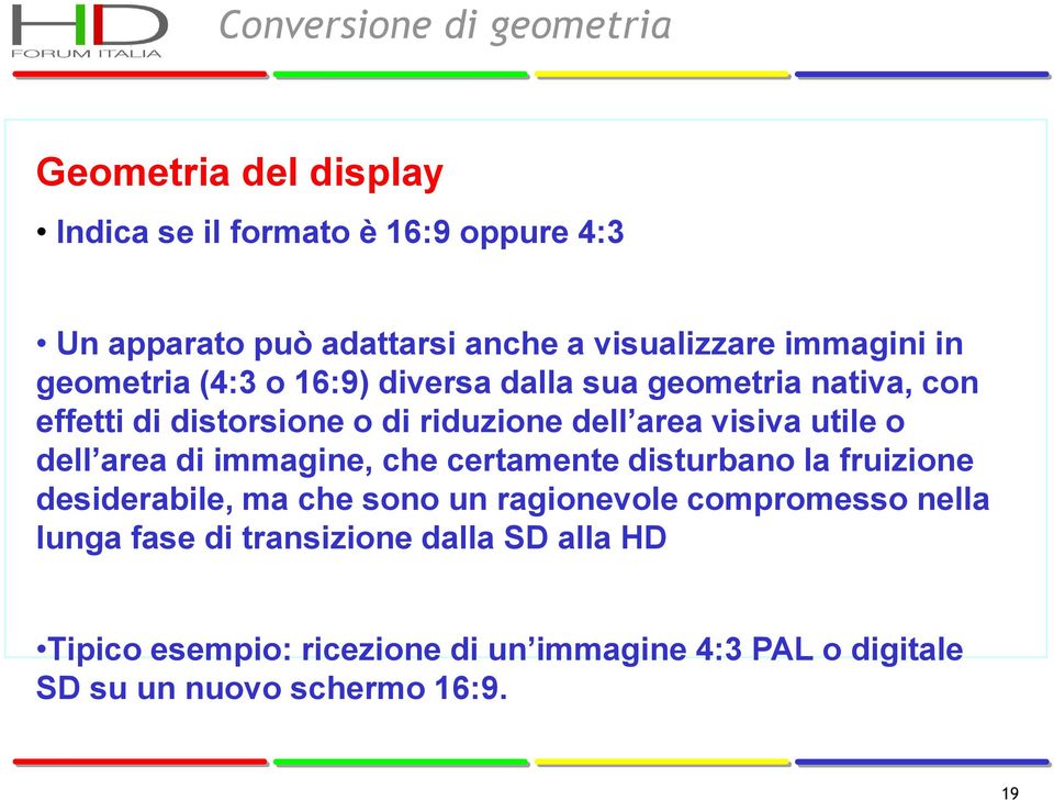 area visiva utile o dell area di immagine, che certamente disturbano la fruizione desiderabile, ma che sono un ragionevole