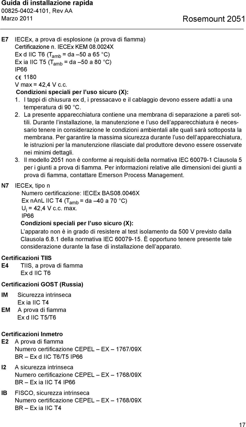 I tappi di chiusura ex d, i pressacavo e il cablaggio devono essere adatti a una temperatura di 90 C. 2. La presente apparecchiatura contiene una membrana di separazione a pareti sottili.