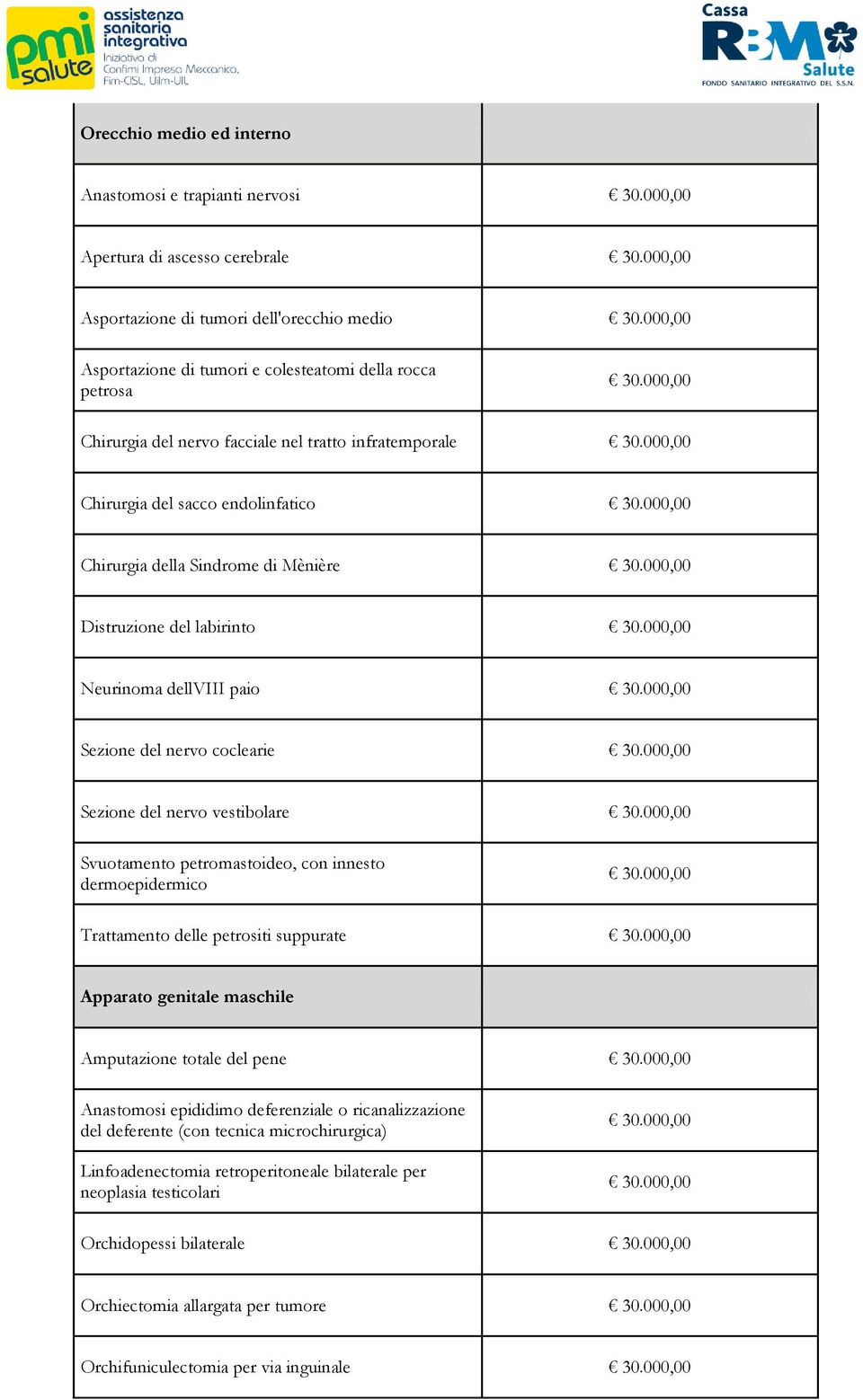 Sezione del nervo vestibolare Svuotamento petromastoideo, con innesto dermoepidermico Trattamento delle petrositi suppurate Apparato genitale maschile Amputazione totale del pene Anastomosi epididimo