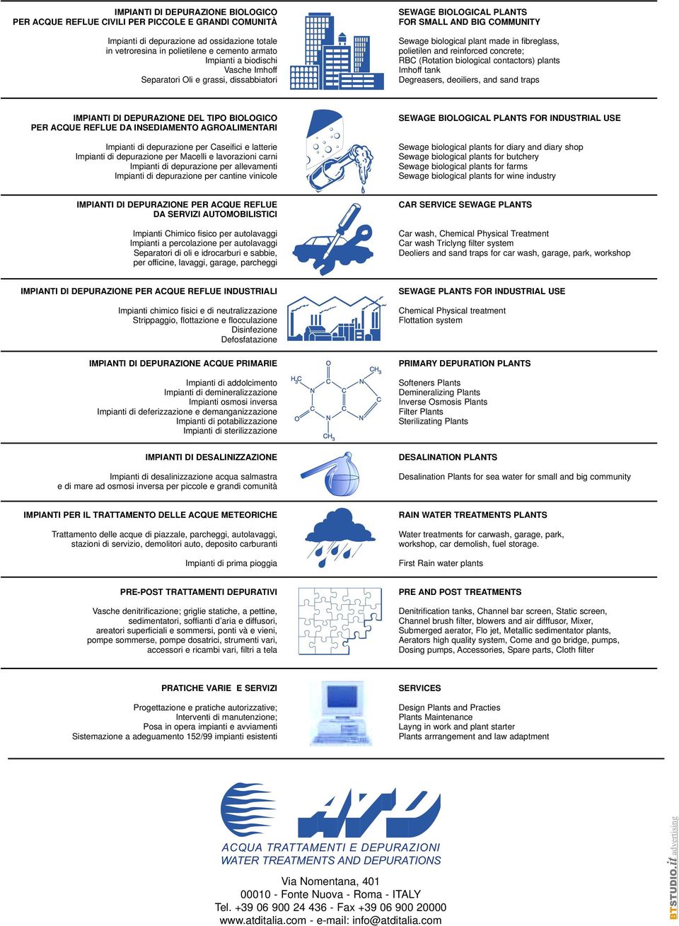 (Rotation biological contactors) plants Imhoff tank Degreasers, deoiliers, and sand traps IMPIANTI DI DEPURAZIONE DEL TIPO BIOLOGICO PER ACQUE REFLUE DA INSEDIAMENTO AGROALIMENTARI Impianti di