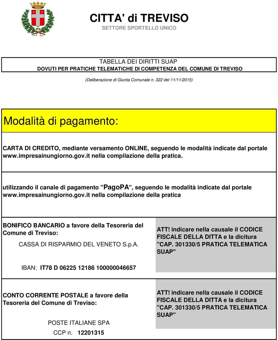 utilizzando il canale di pagamento "PagoPA", seguendo le modalità indicate dal portale www.impresainungiorno.gov.