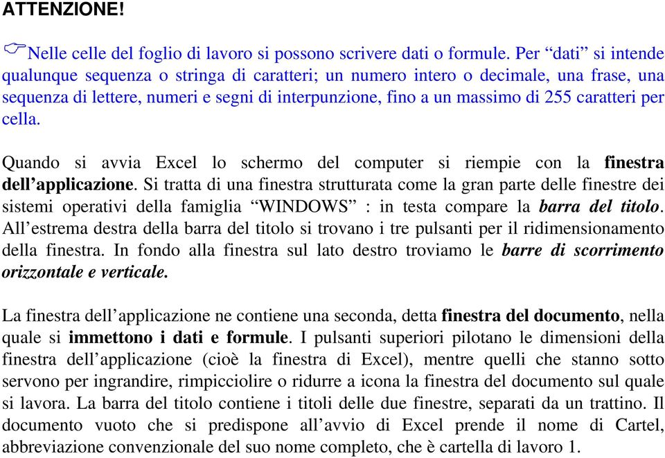 cella. Quando si avvia Excel lo schermo del computer si riempie con la finestra dell applicazione.