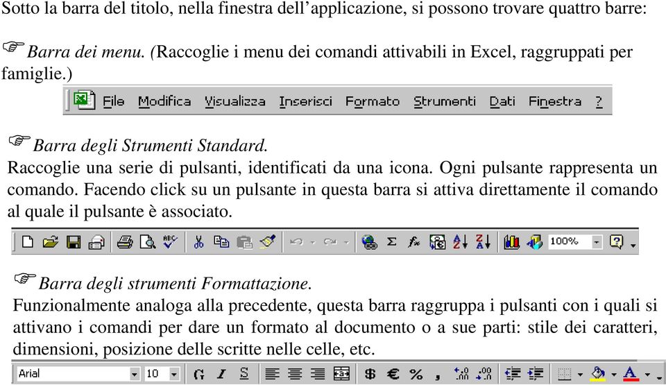 Ogni pulsante rappresenta un comando. Facendo click su un pulsante in questa barra si attiva direttamente il comando al quale il pulsante è associato.