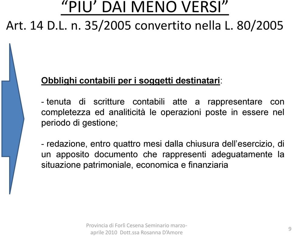 rappresentare con completezza ed analiticità le operazioni poste in essere nel periodo di gestione; -