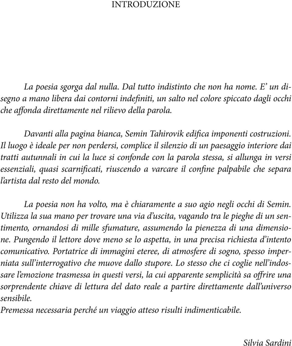 Davanti alla pagina bianca, Semin Tahirovik edifica imponenti costruzioni.