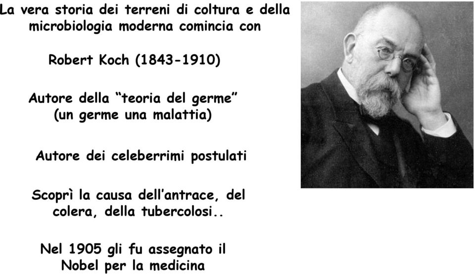 germe una malattia) Autore dei celeberrimi postulati Scoprì la causa dell