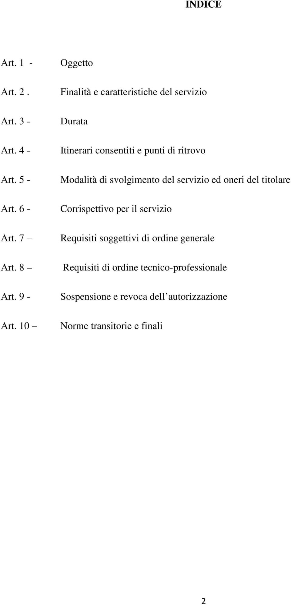 di svolgimento del servizio ed oneri del titolare Corrispettivo per il servizio Requisiti soggettivi di