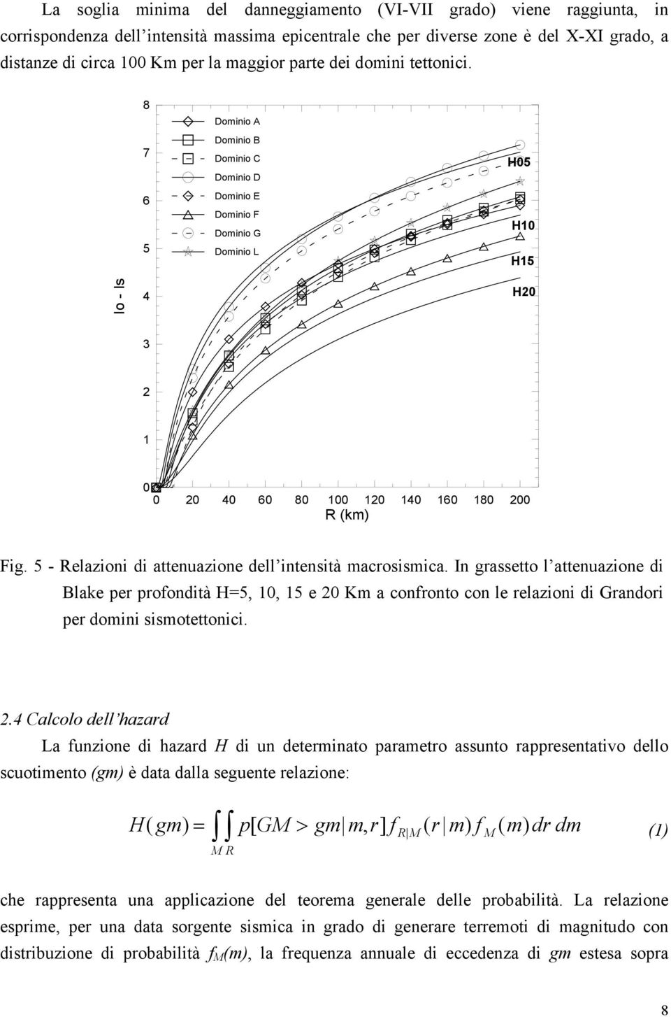8 7 6 5 Dominio A Dominio B Dominio C Dominio D Dominio E Dominio F Dominio G Dominio L H05 H10 H15 Io - Is 4 H20 3 2 1 0 0 20 60 80 100 120 1 160 180 200 R (km) Fig.