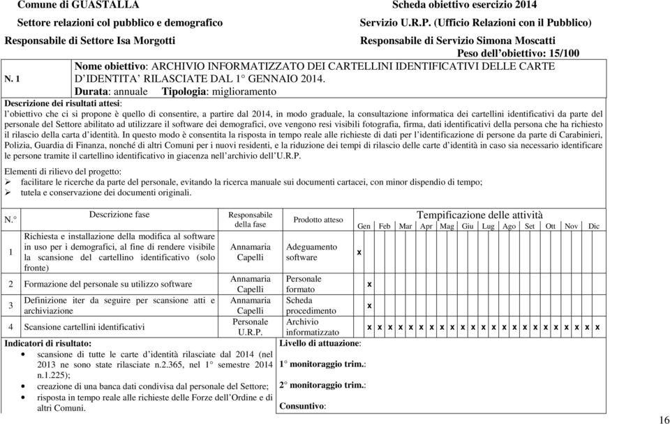 IDENTIFICATIVI DELLE CARTE N. 1 D IDENTITA RILASCIATE DAL 1 GENNAIO 2014.