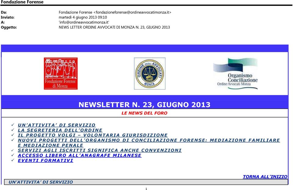 23, GIUGNO 2013 NEWSLETTER N.