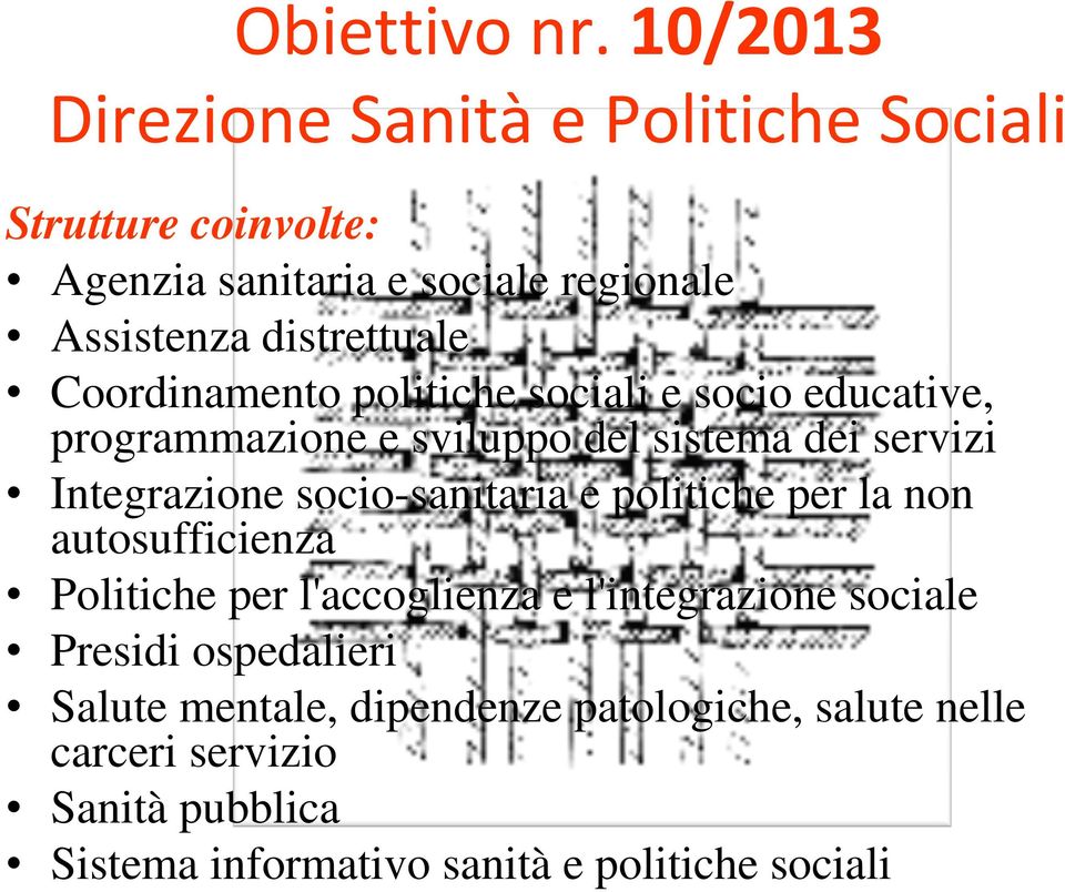 Coordinamento politiche sociali e socio educative, programmazione e sviluppo del sistema dei servizi Integrazione