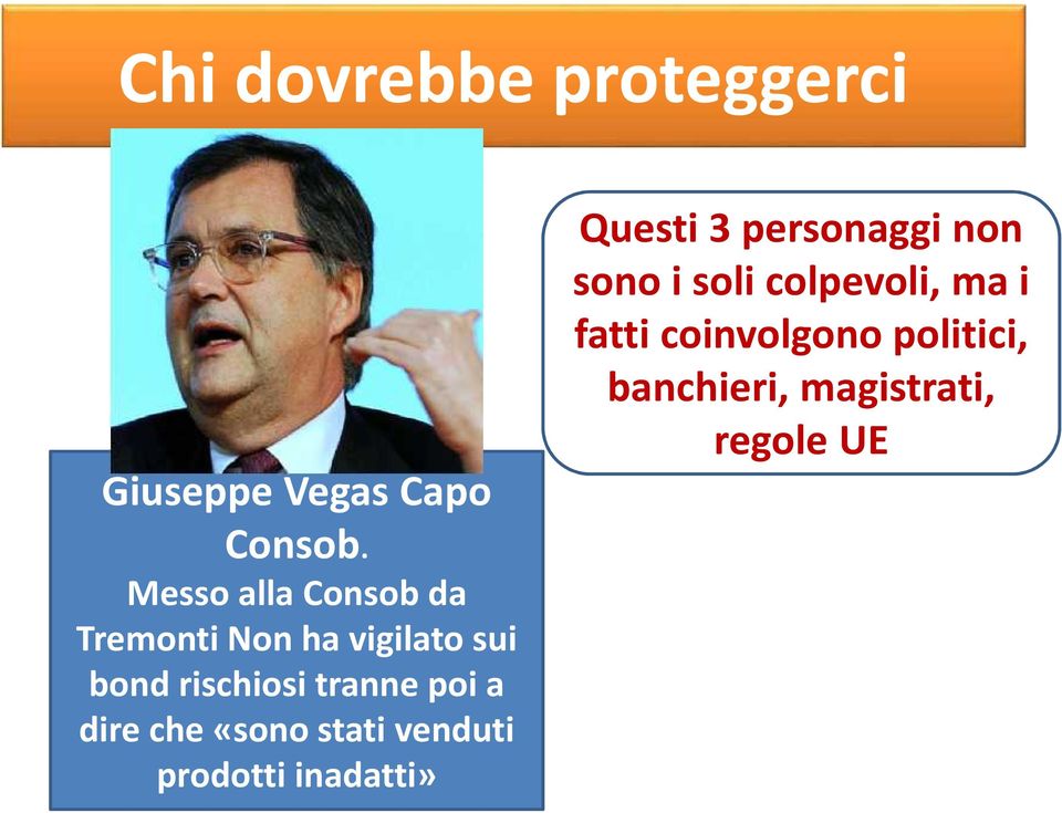 poi a dire che «sono stati venduti prodotti inadatti» Questi 3