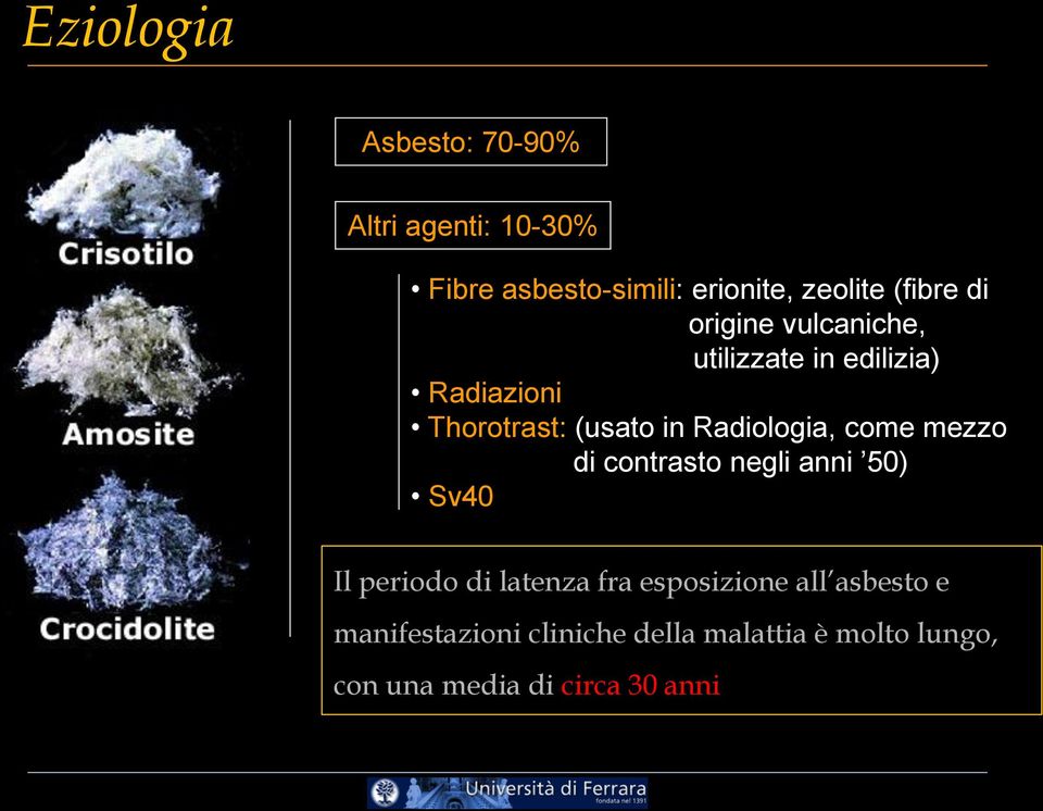 Radiologia, come mezzo di contrasto negli anni 50) Sv40 Il periodo di latenza fra