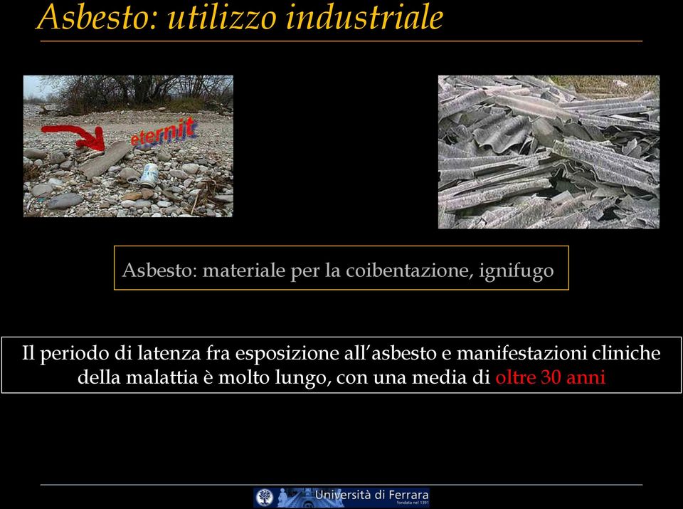 esposizione all asbesto e manifestazioni cliniche