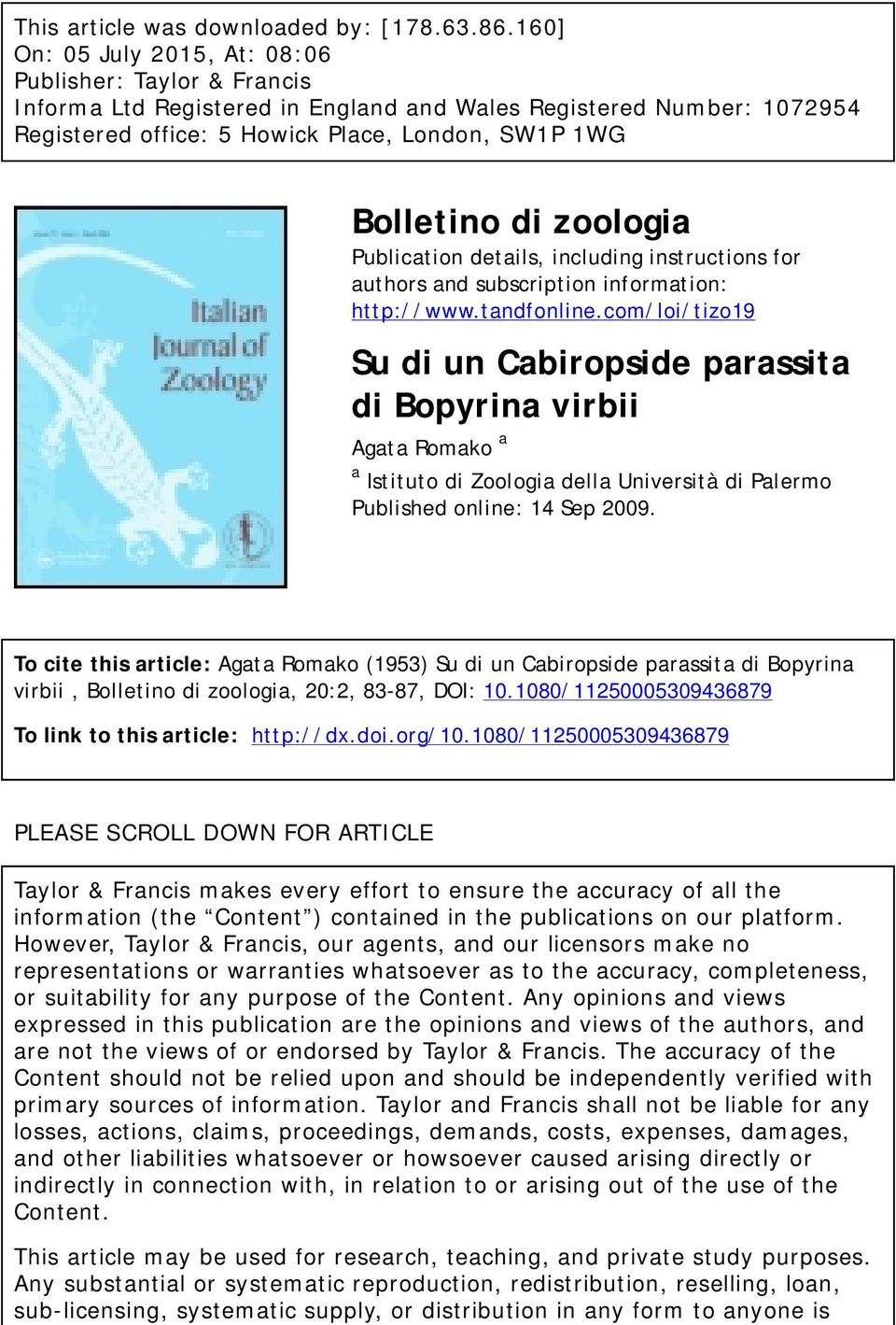 zoologia Publication details, including instructions for authors and subscription information: http://www.tandfonline.