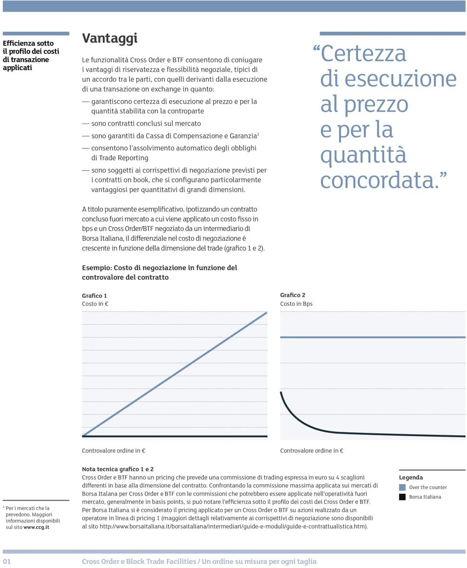 conclusi sul mercato sono garantiti da Cassa di Compensazione e Garanzia 1 consentono l assolvimento automatico degli obblighi di Trade Reporting sono soggetti ai corrispettivi di negoziazione