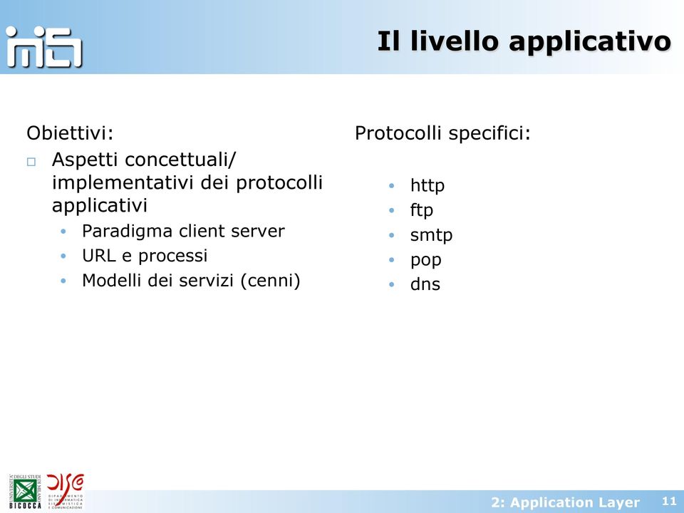 client server URL e processi Modelli dei servizi (cenni)