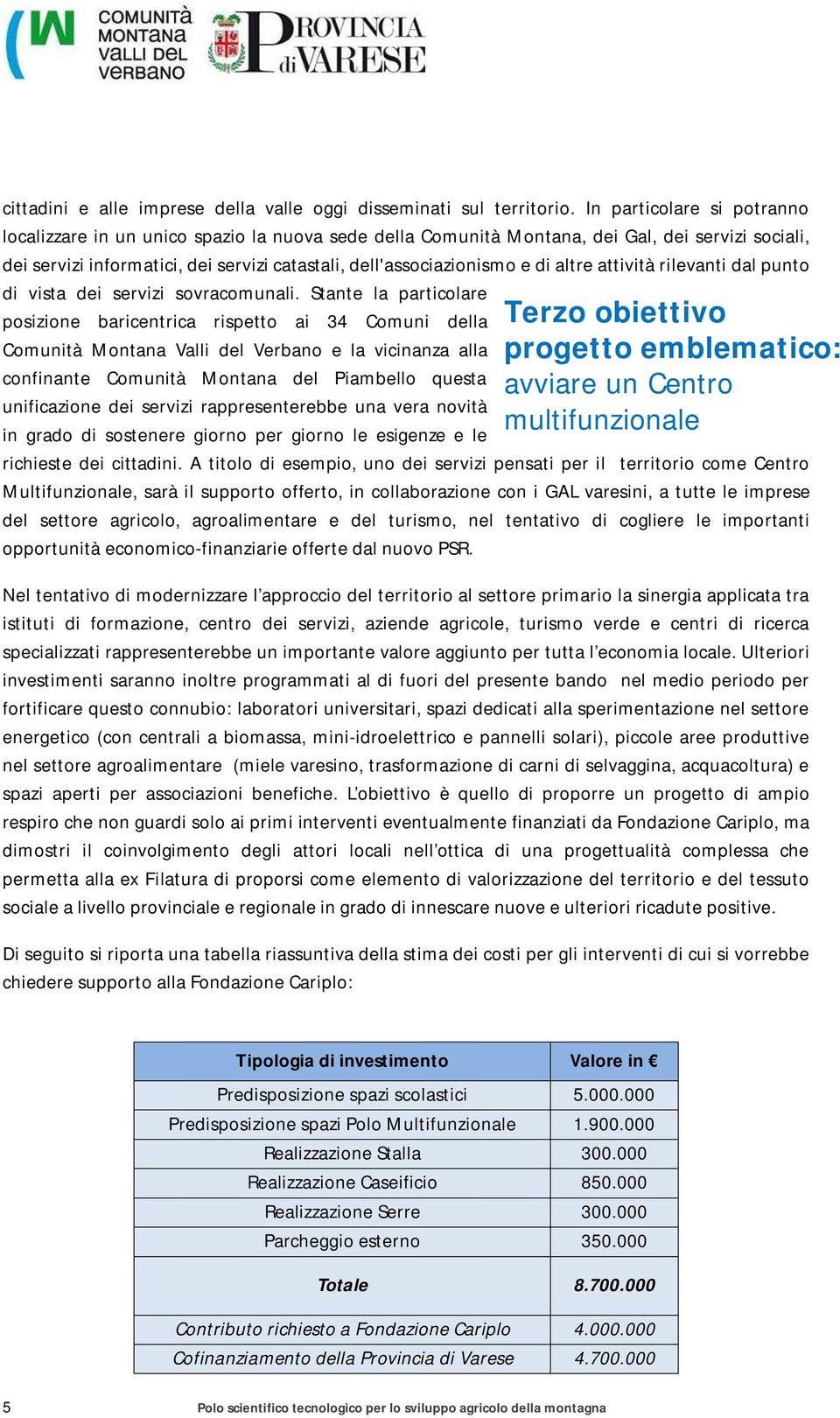 altre attività rilevanti dal punto di vista dei servizi sovracomunali.