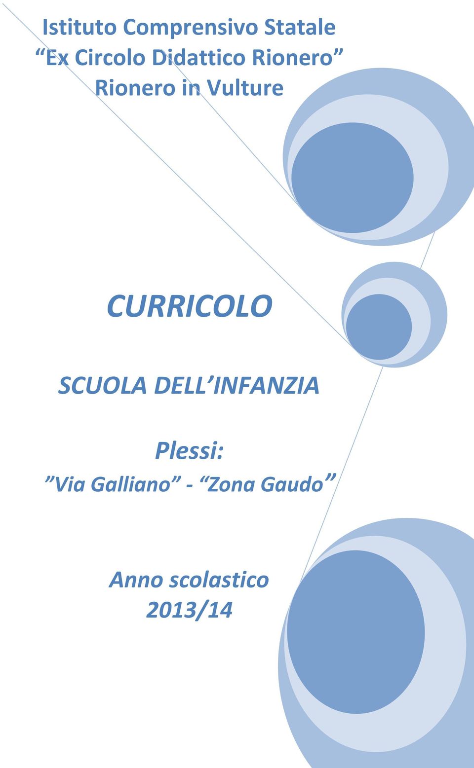 CURRICOLO SCUOLA DELL INFANZIA Plessi: