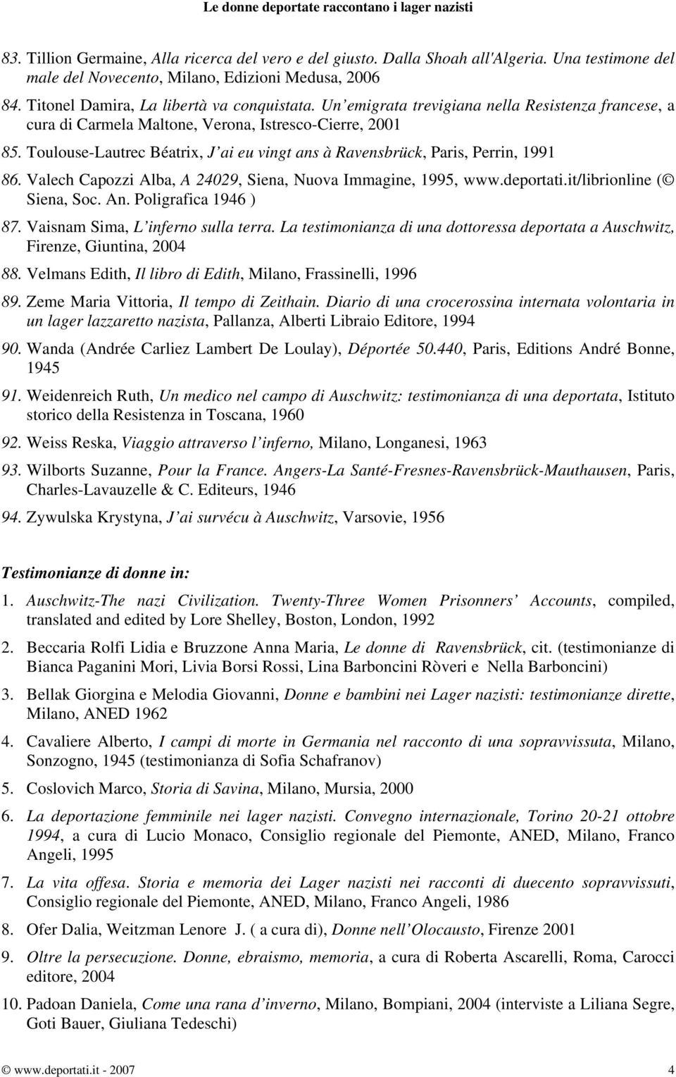 Valech Capozzi Alba, A 24029, Siena, Nuova Immagine, 1995, www.deportati.it/librionline ( Siena, Soc. An. Poligrafica 1946 ) 87. Vaisnam Sima, L inferno sulla terra.