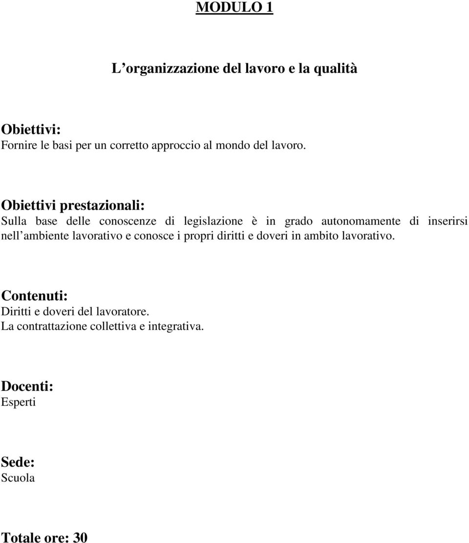 Sulla base delle conoscenze di legislazione è in grado autonomamente di inserirsi nell