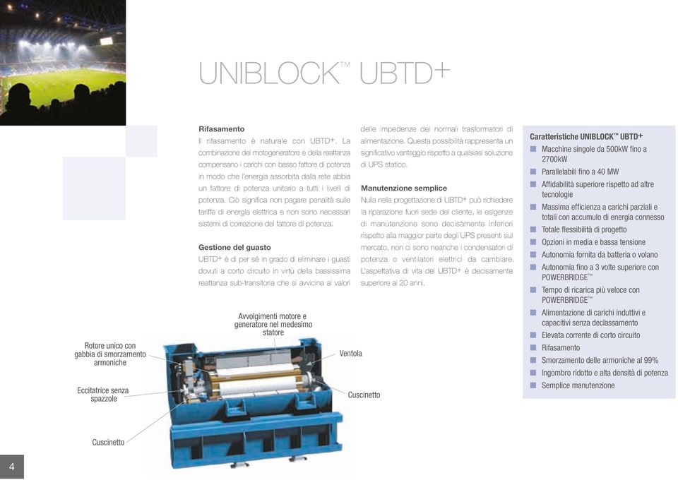 livelli di potenza. Ciò significa non pagare penalità sulle tariffe di energia elettrica e non sono necessari sistemi di correzione del fattore di potenza.