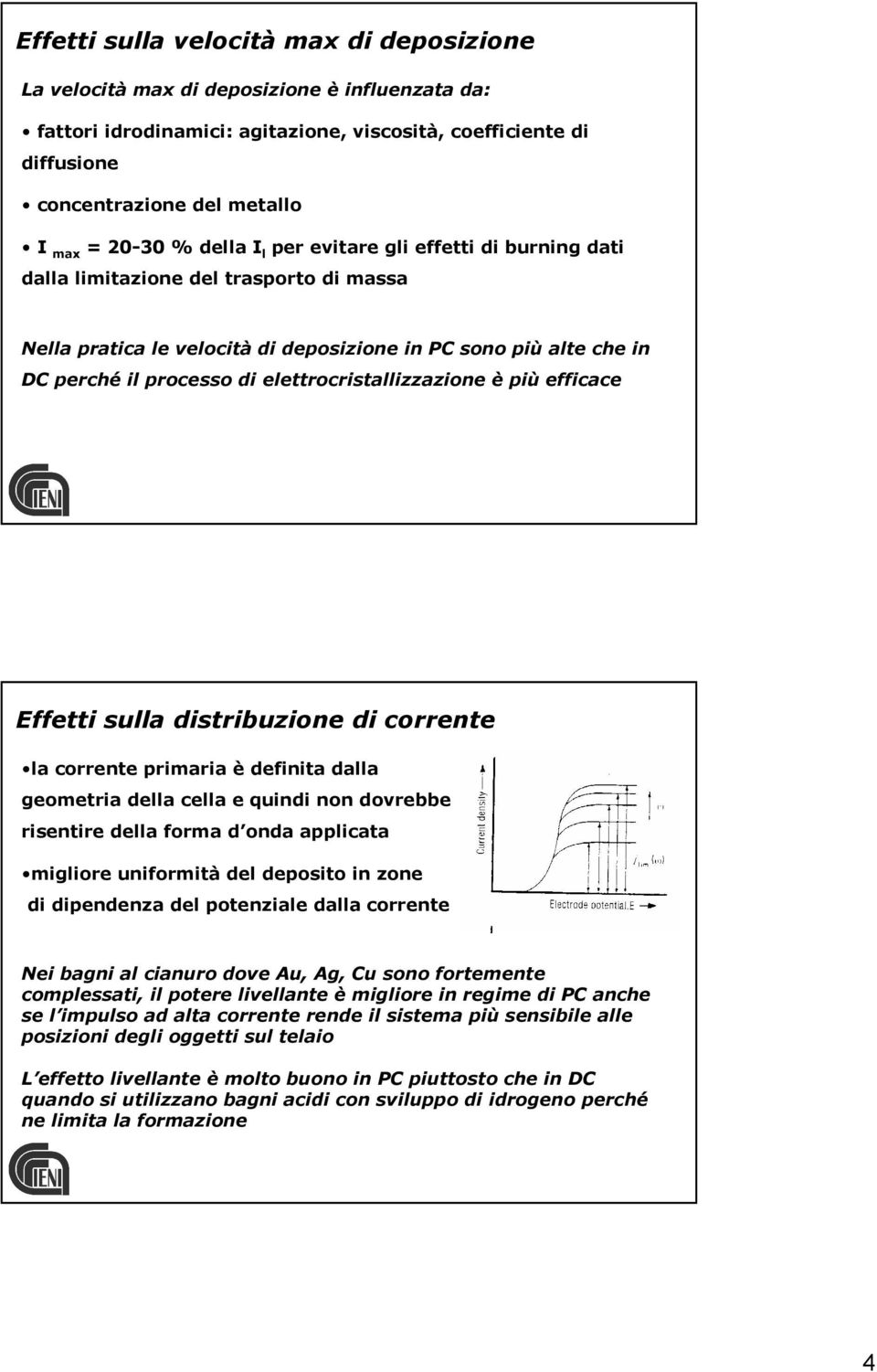 elettrocristallizzazione è più efficace Effetti sulla distribuzione di corrente la corrente primaria è definita dalla geometria della cella e quindi non dovrebbe risentire della forma d onda