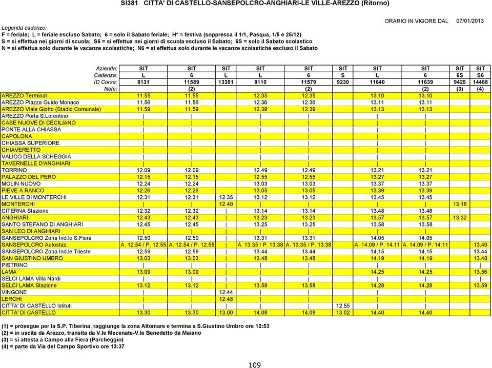 11 AREZZO Viale Giotto (Stadio Comunale) 11.59 11.59 12.39 12.39 13.13 13.13 AREZZO Porta S.