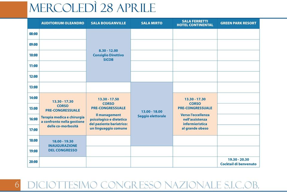 30 CORSO PRE-CONGRESSUALE Terapia medica e chirurgia a confronto nella gestione delle co-morbosità 13.30-17.