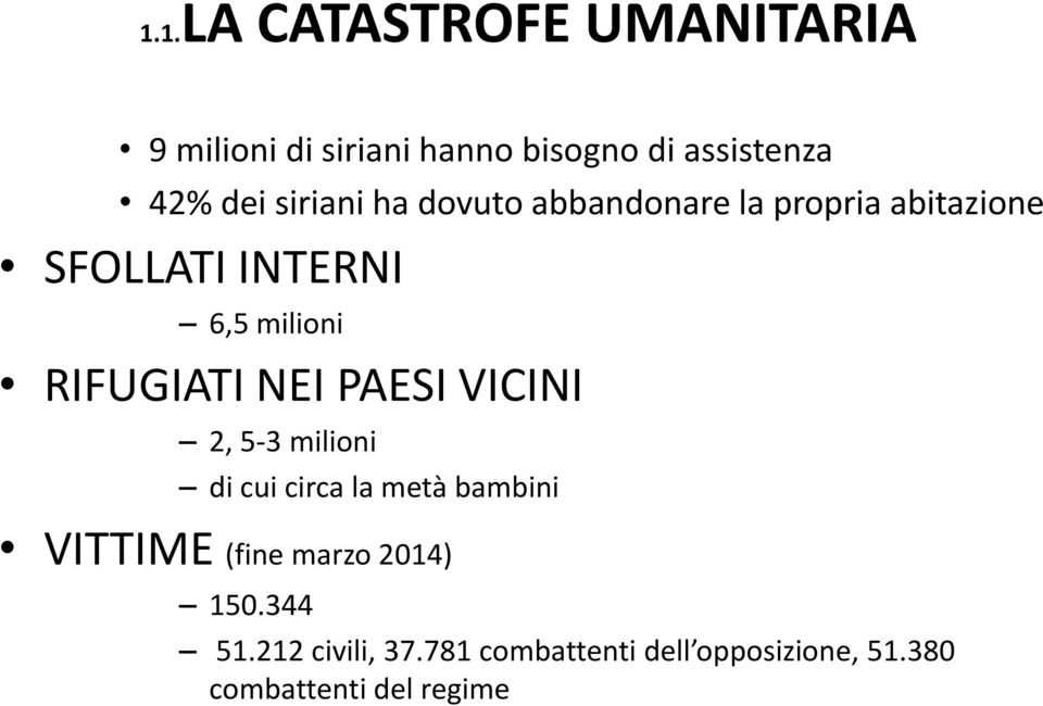 RIFUGIATI NEI PAESI VICINI 2, 5-3 milioni di cui circa la metà bambini VITTIME (fine