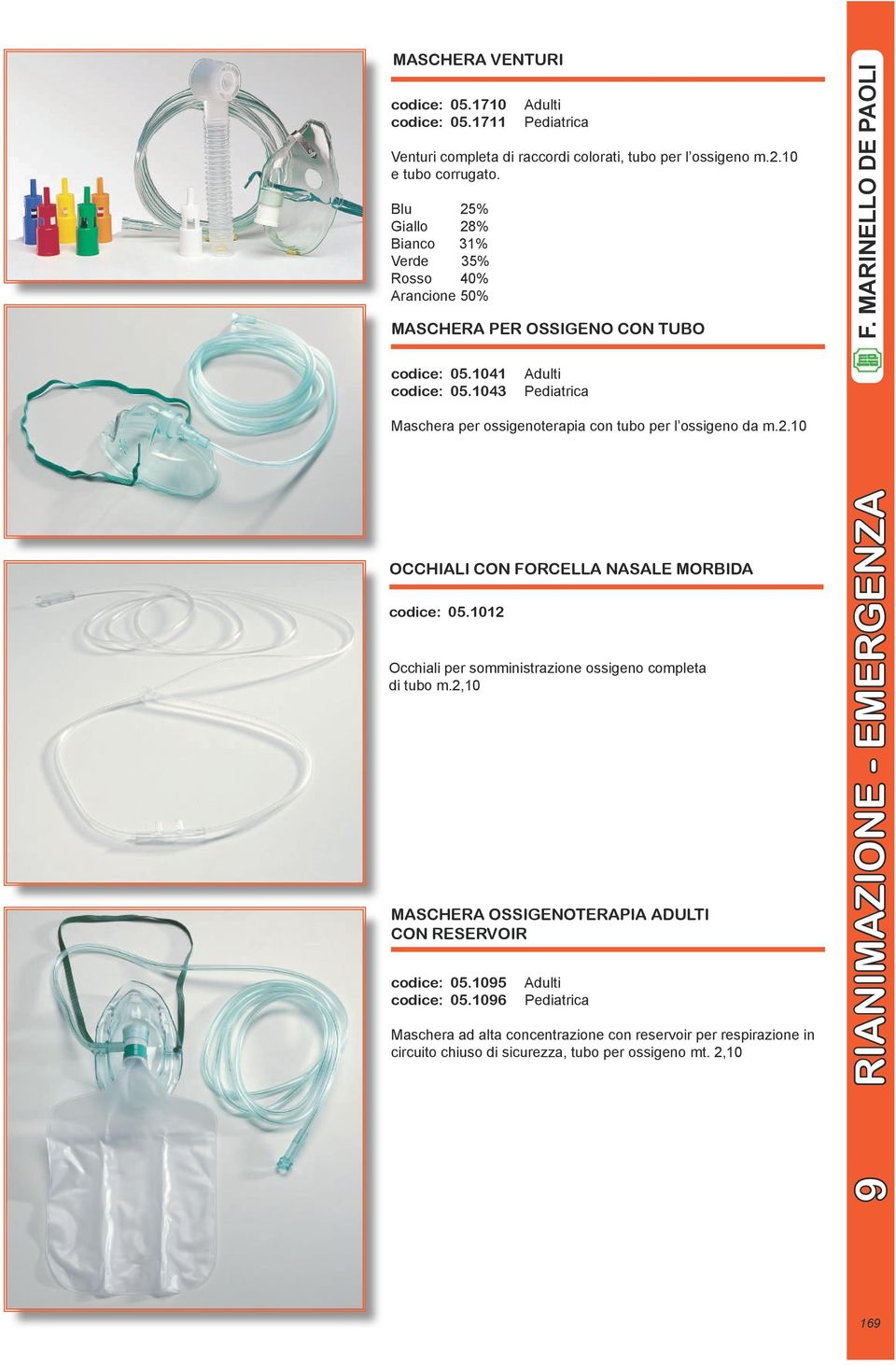 1043 Adulti Pediatrica Maschera per ossigenoterapia con tubo per l ossigeno da m.2.10 OCCHIALI CON FORCELLA NASALE MORBIDA codice: 05.