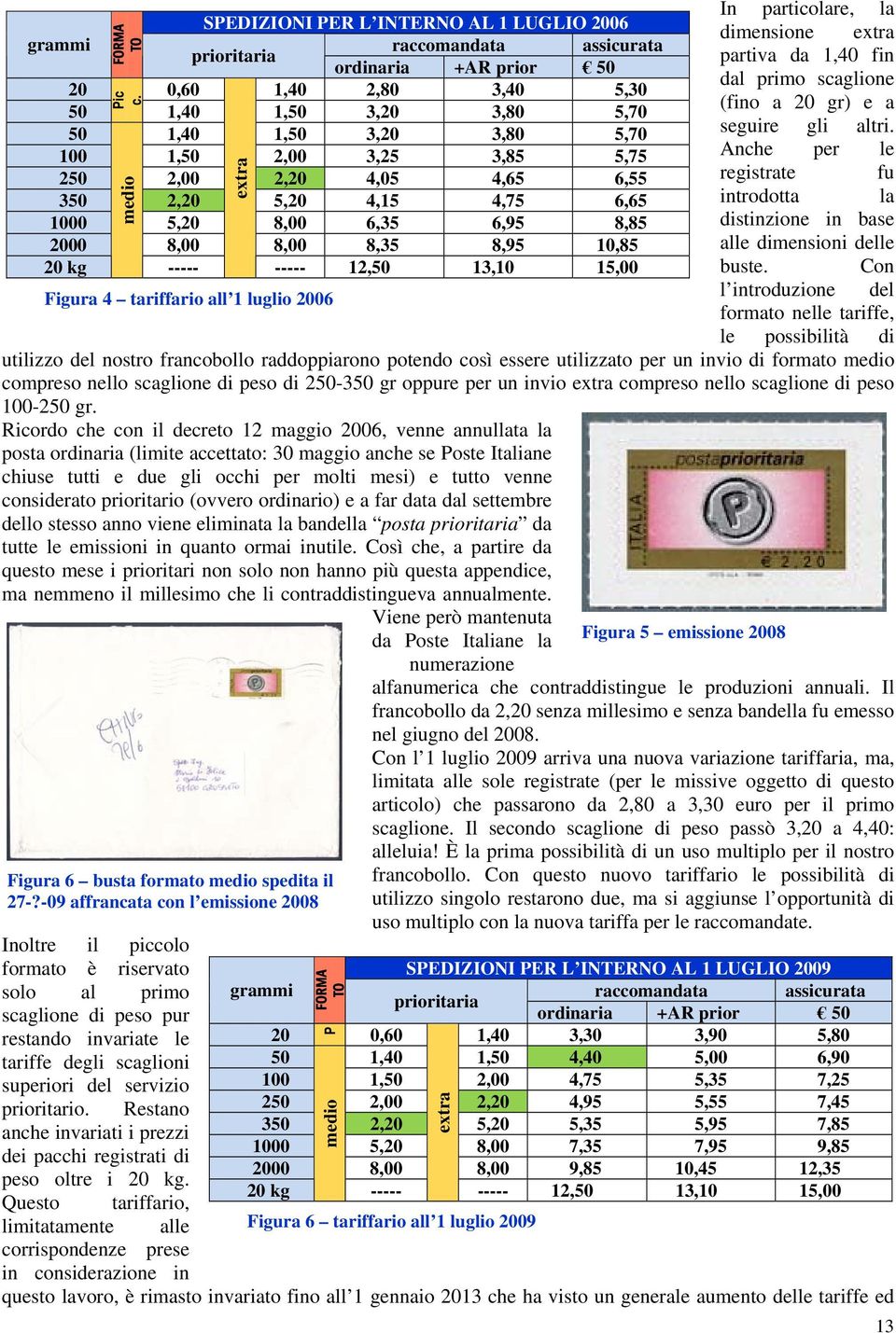 100 1,50 2,00 3,25 3,85 5,75 Anche per le 250 2,00 2,20 4,05 4,65 6,55 registrate fu 350 2,20 5,20 4,15 4,75 6,65 introdotta la 1000 5,20 8,00 6,35 6,95 8,85 distinzione in base 2000 8,00 8,00 8,35