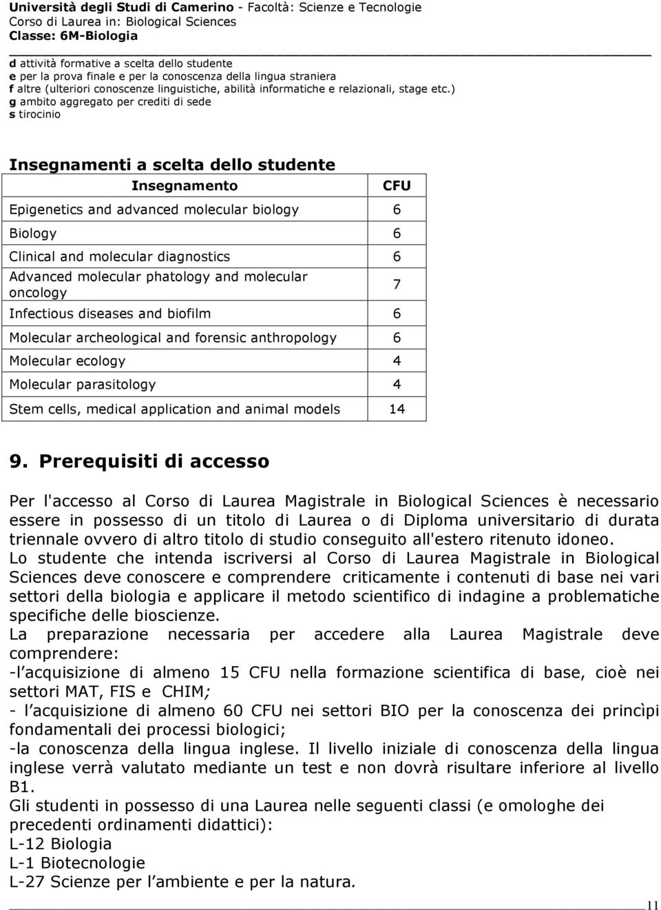 Advanced molecular phatology and molecular oncology Infectious diseases and biofilm 6 Molecular archeological and forensic anthropology 6 Molecular ecology 4 Molecular parasitology 4 Stem cells,