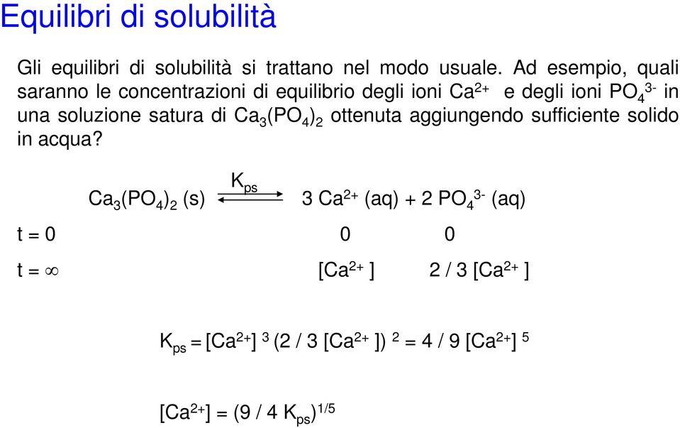 soluzione satura di a 3 (PO 4 ) 2 ottenuta aggiungendo sufficiente i solido in acqua?