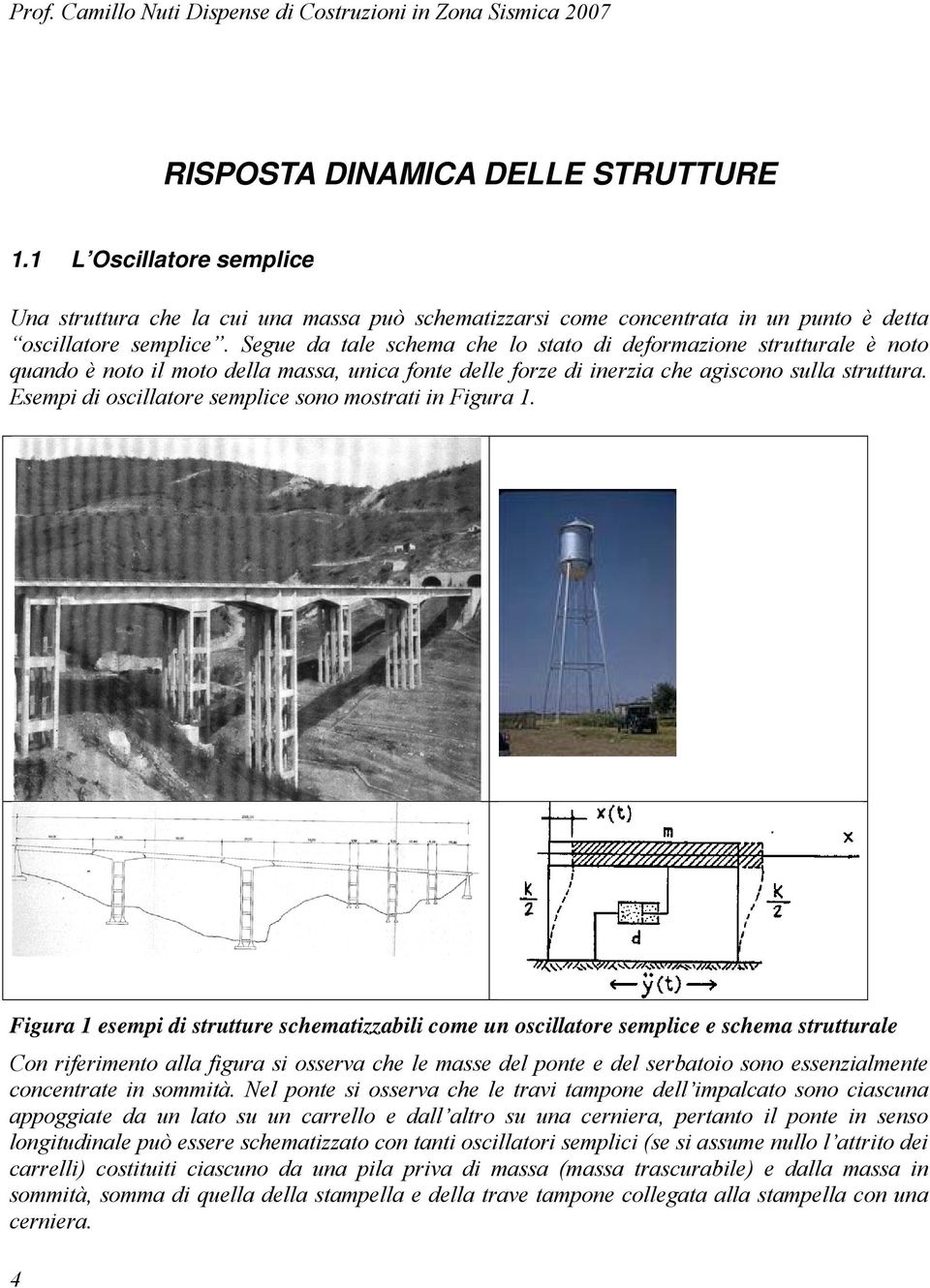 Segue da ale schema che lo sao d deformazone sruurale è nooo quando è noo l mooo della massa, unca fone delle forze d nerza che agscono sulla sruura. Esemp d oscllaore semplce sono mosra n Fgura.