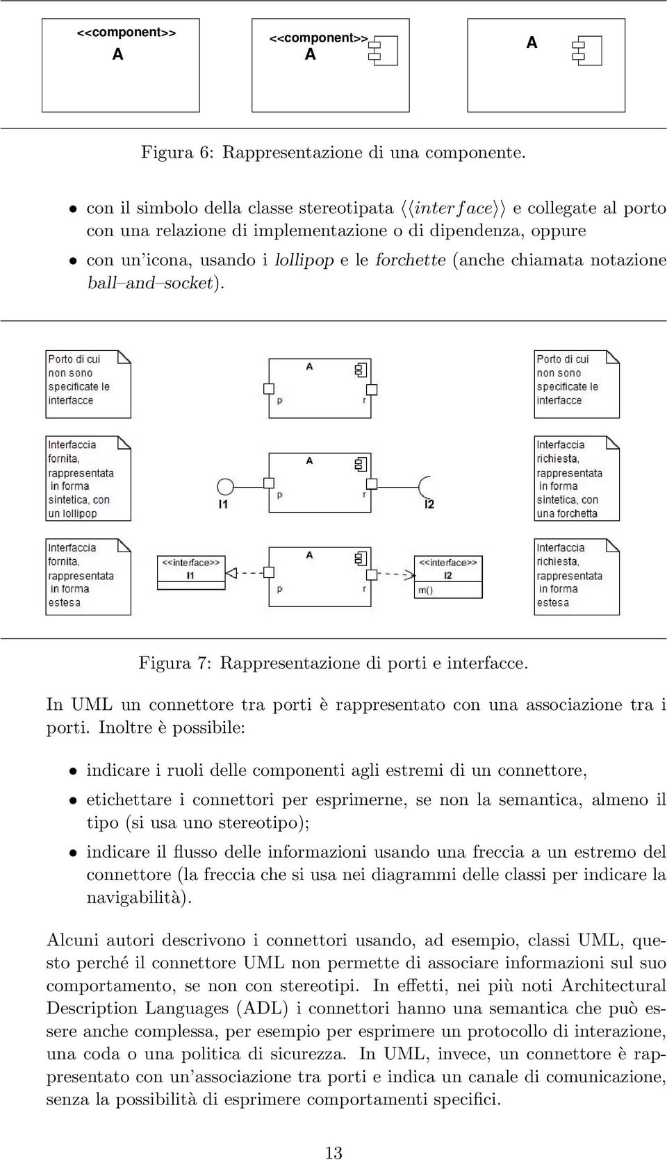 notazione ball and socket). Figura 7: Rappresentazione di porti e interfacce. In UML un connettore tra porti è rappresentato con una associazione tra i porti.