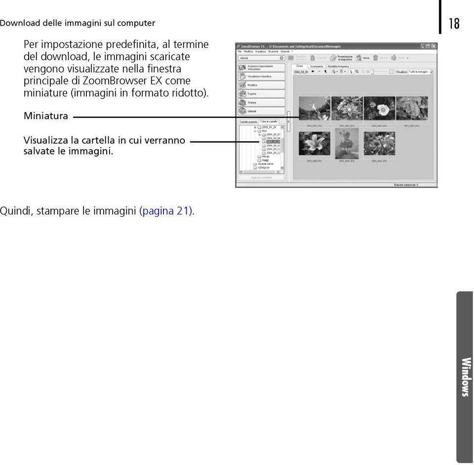 principale di ZoomBrowser EX come miniature (immagini in formato ridotto).