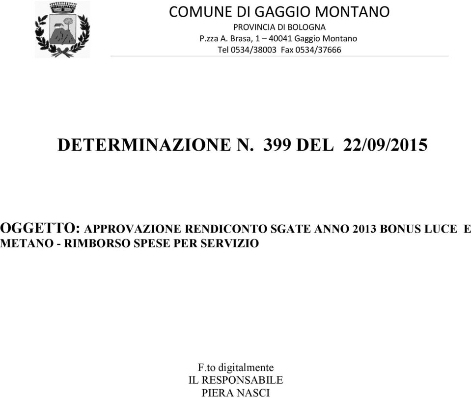 DETERMINAZIONE N.