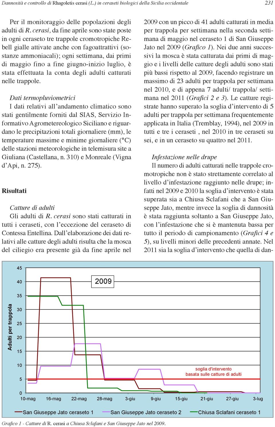 fine giugno-inizio luglio, è stata effettuata la conta degli adulti catturati nelle trappole.