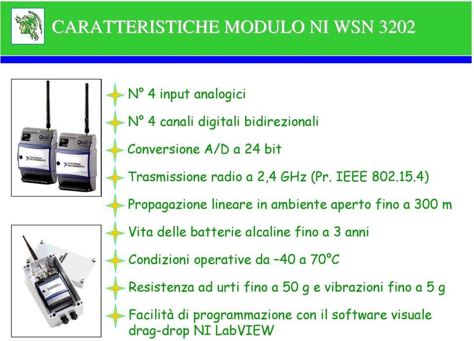 4) Propagazione lineare in ambiente aperto fino a 300 m Vita delle batterie alcaline fino a 3 anni