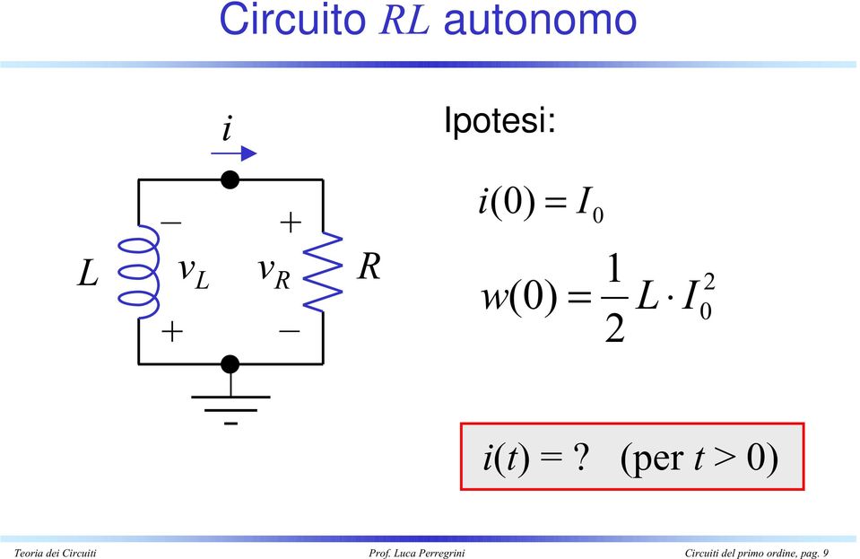 (per > ) Teoria dei Circuii Prof.