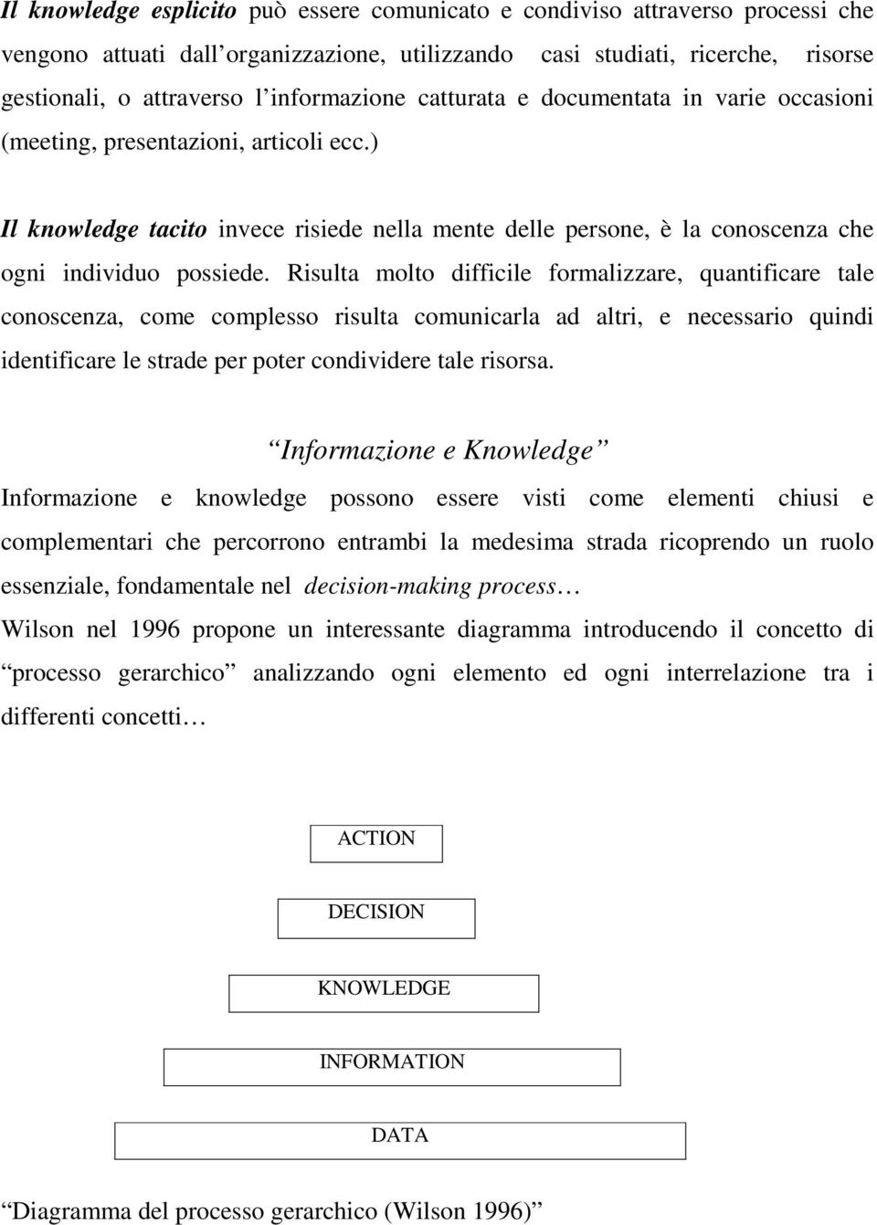 ) Il knowledge tacito invece risiede nella mente delle persone, è la conoscenza che ogni individuo possiede.