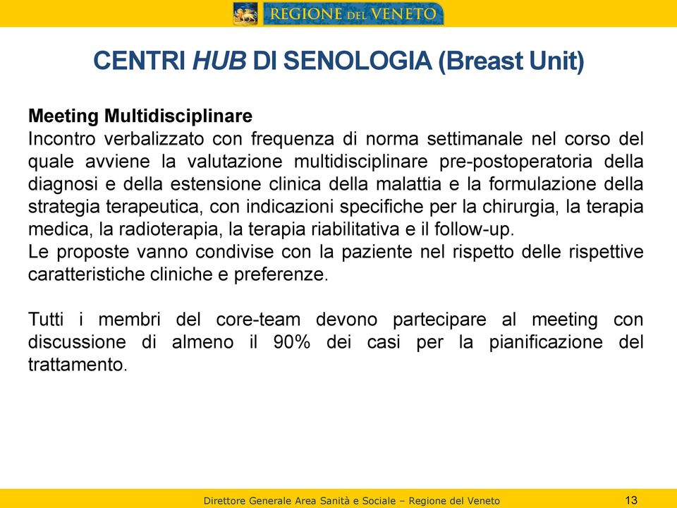 medica, la radioterapia, la terapia riabilitativa e il follow-up. Le proposte vanno condivise con la paziente nel rispetto delle rispettive caratteristiche cliniche e preferenze.